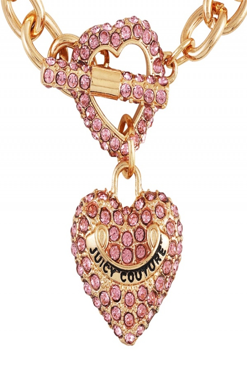 Gold Juicy Couture Bling Heart Pendant Charm Bracelet | JC-SN651891