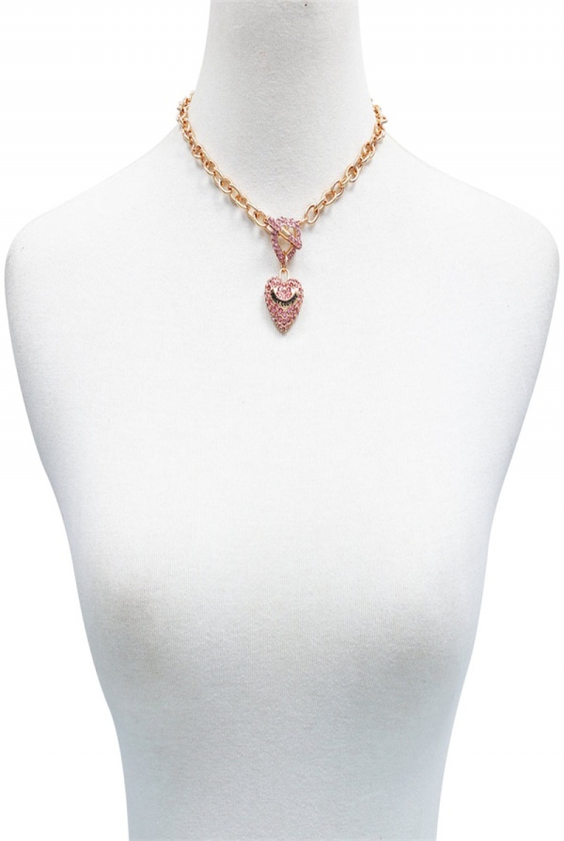 Gold Juicy Couture Bling Heart Pendant Charm Necklace | JC-SN651902