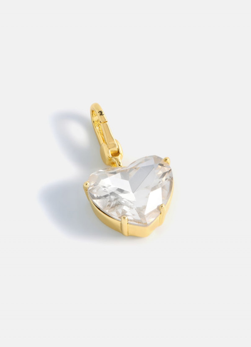 Gold Juicy Couture Clear Crystal Heart & Drop Charm | JC-SN652406