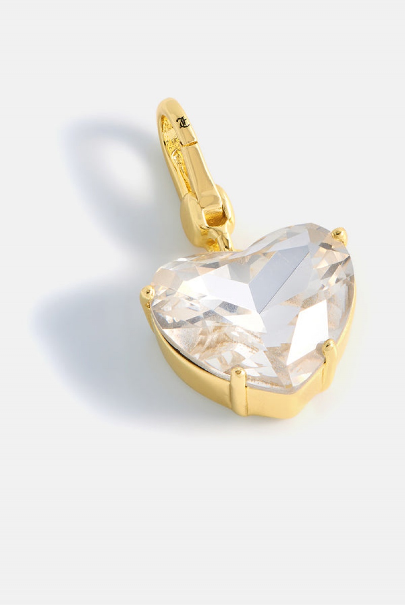 Gold Juicy Couture Clear Crystal Heart & Drop Charm | JC-SN652406