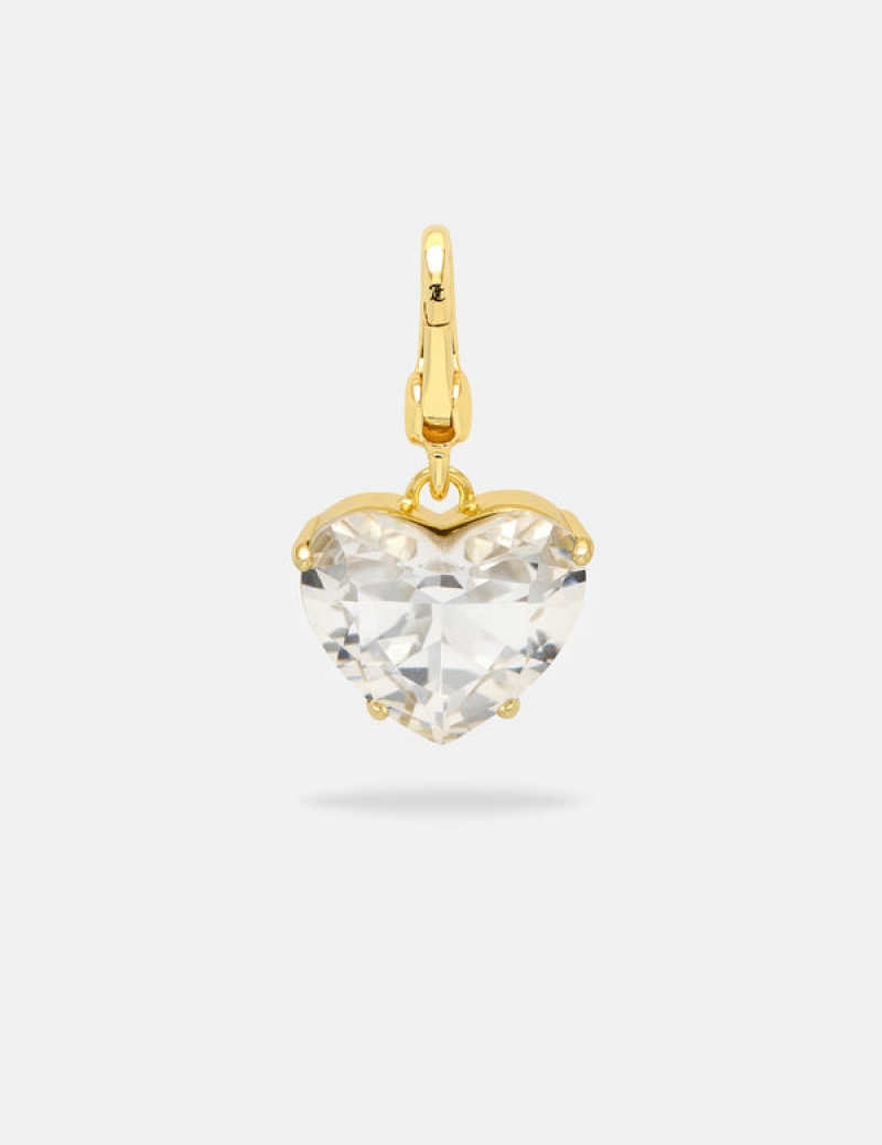 Gold Juicy Couture Clear Crystal Heart & Drop Charm | JC-SN652406