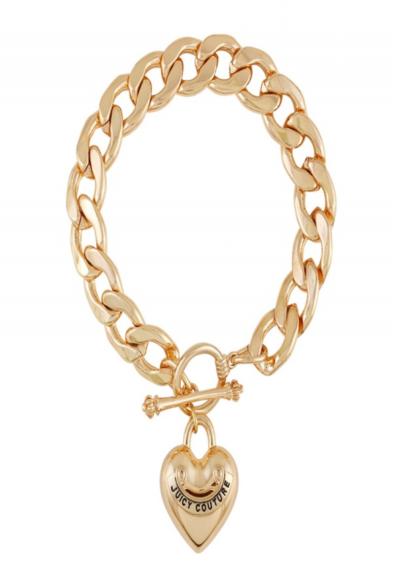 Gold Juicy Couture Heart Pendant Bracelet | JC-SN651892