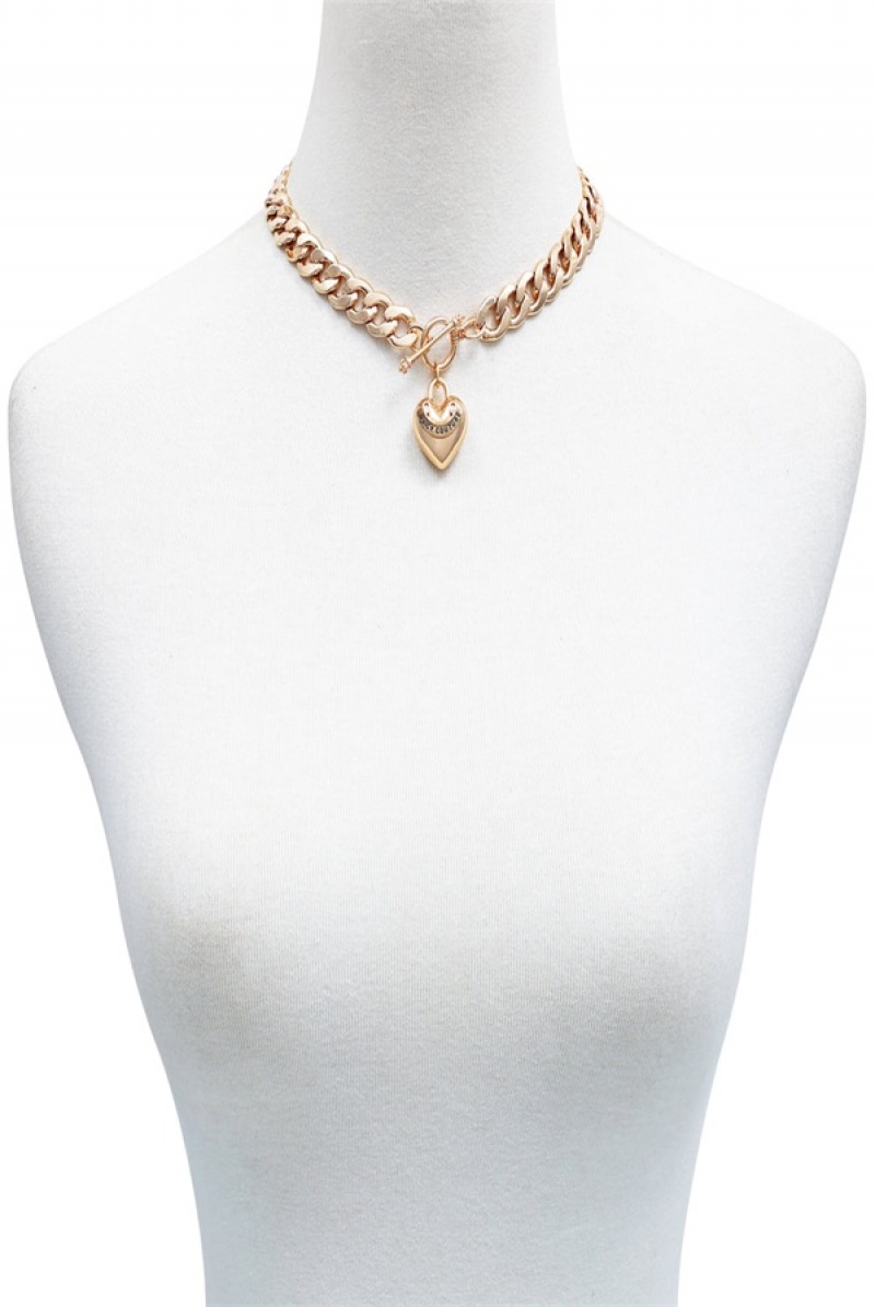 Gold Juicy Couture Heart Pendant Necklace | JC-SN651903