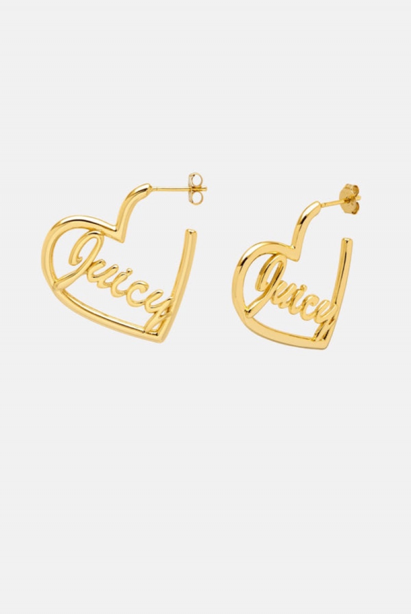 Gold Juicy Couture Heart Shape Earrings | JC-SN652378