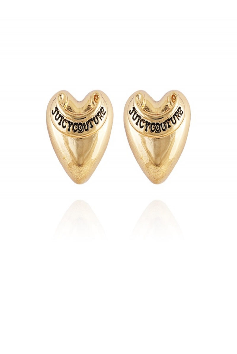 Gold Juicy Couture Heart Stud Earrings | JC-SN651896