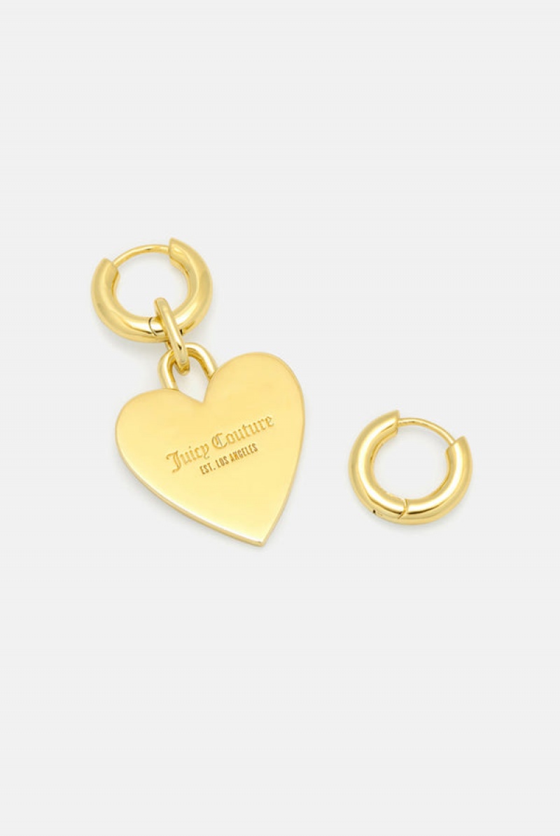 Gold Juicy Couture Hoop Earrings With Single Heart Drop | JC-SN652376