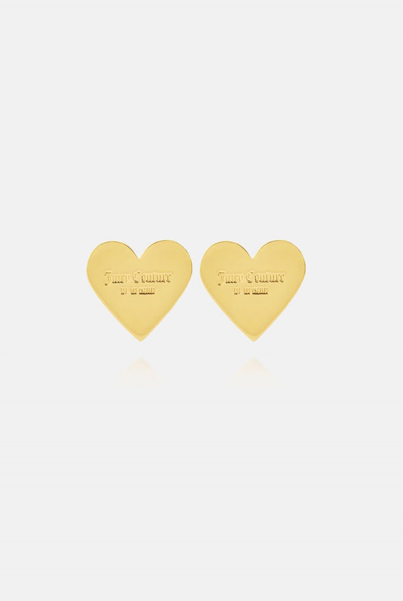 Gold Juicy Couture Maxi Heart Stud Earrings | JC-SN652374