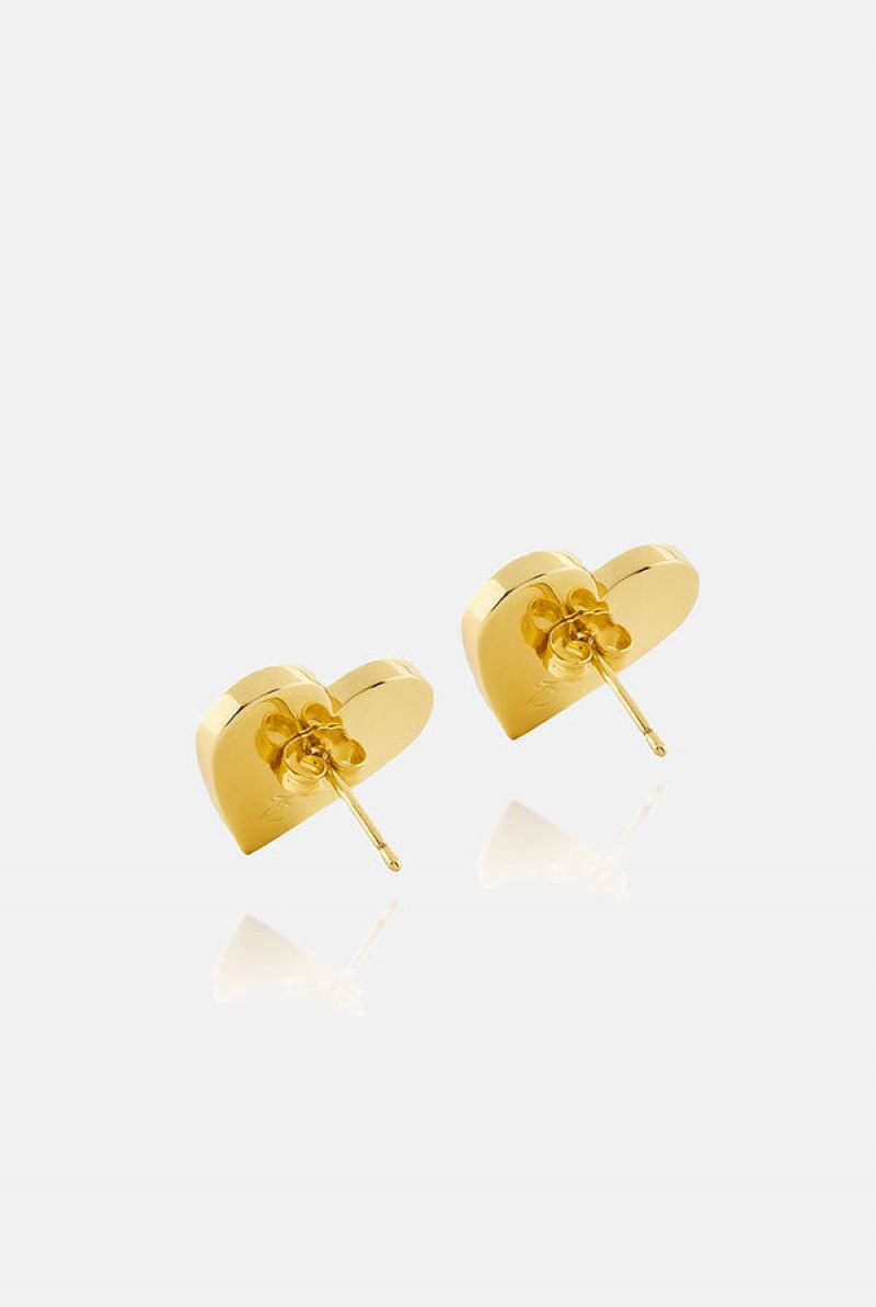 Gold Juicy Couture Maxi Heart Stud Earrings | JC-SN652374