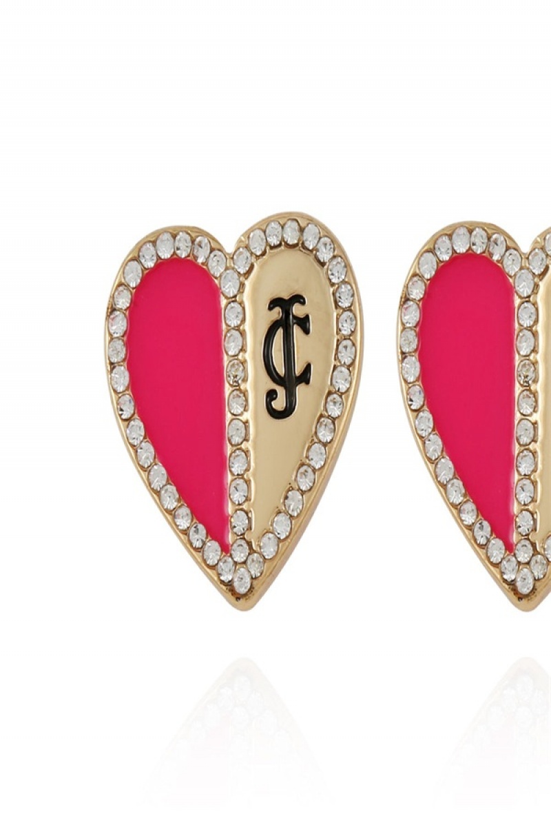 Gold Juicy Couture Twotone Heart Stud Earrings | JC-SN651898