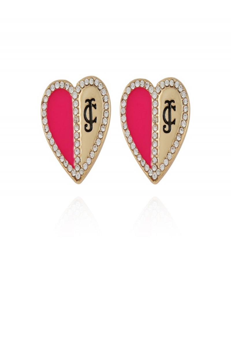 Gold Juicy Couture Twotone Heart Stud Earrings | JC-SN651898