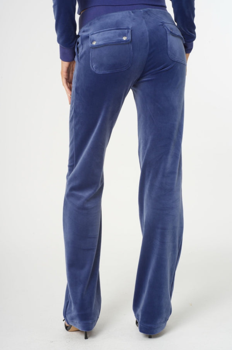 Grey Blue Juicy Couture Classic Velour Del Ray Pocketed Bottoms | JC-SN652026