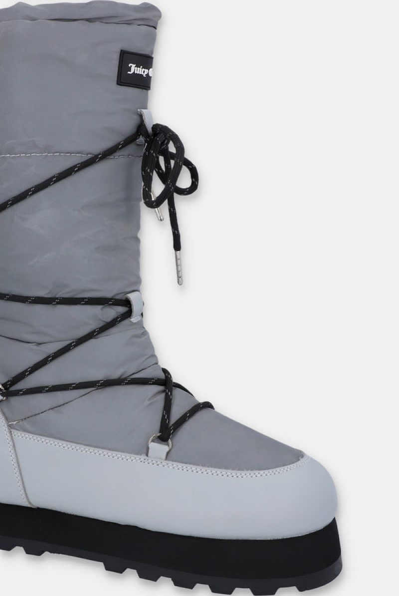 Grey Juicy Couture Reflective Tall Snow Boot | JC-SN652198