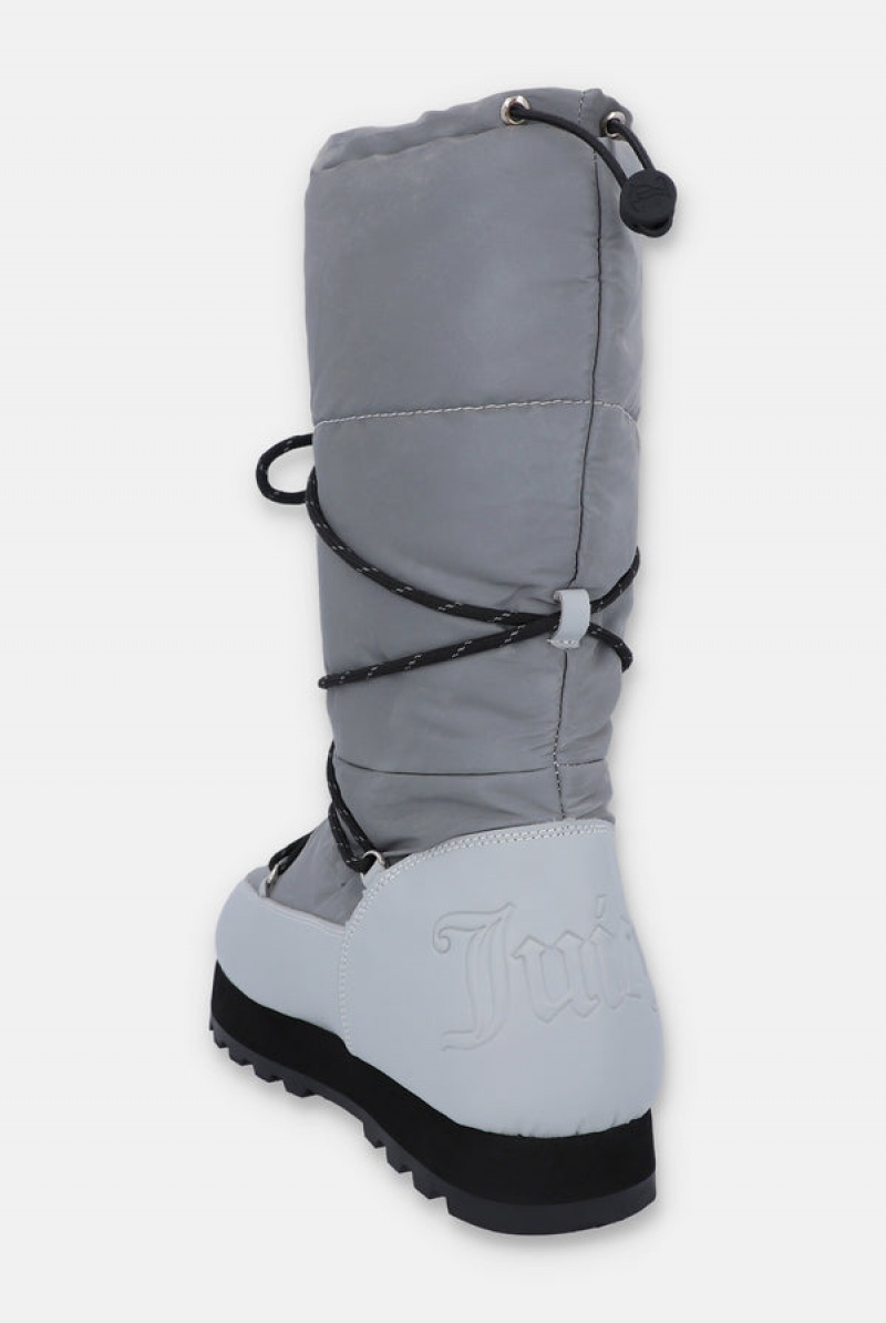 Grey Juicy Couture Reflective Tall Snow Boot | JC-SN652198