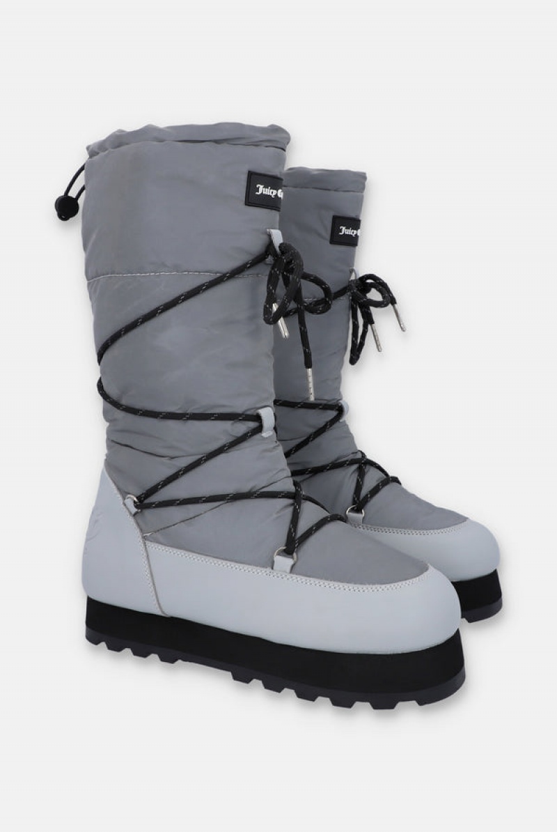 Grey Juicy Couture Reflective Tall Snow Boot | JC-SN652198