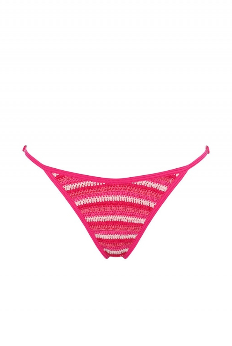 Hot Pink Crochet Juicy Couture Capittana Cuba Bikini Bottom | JC-SN651877