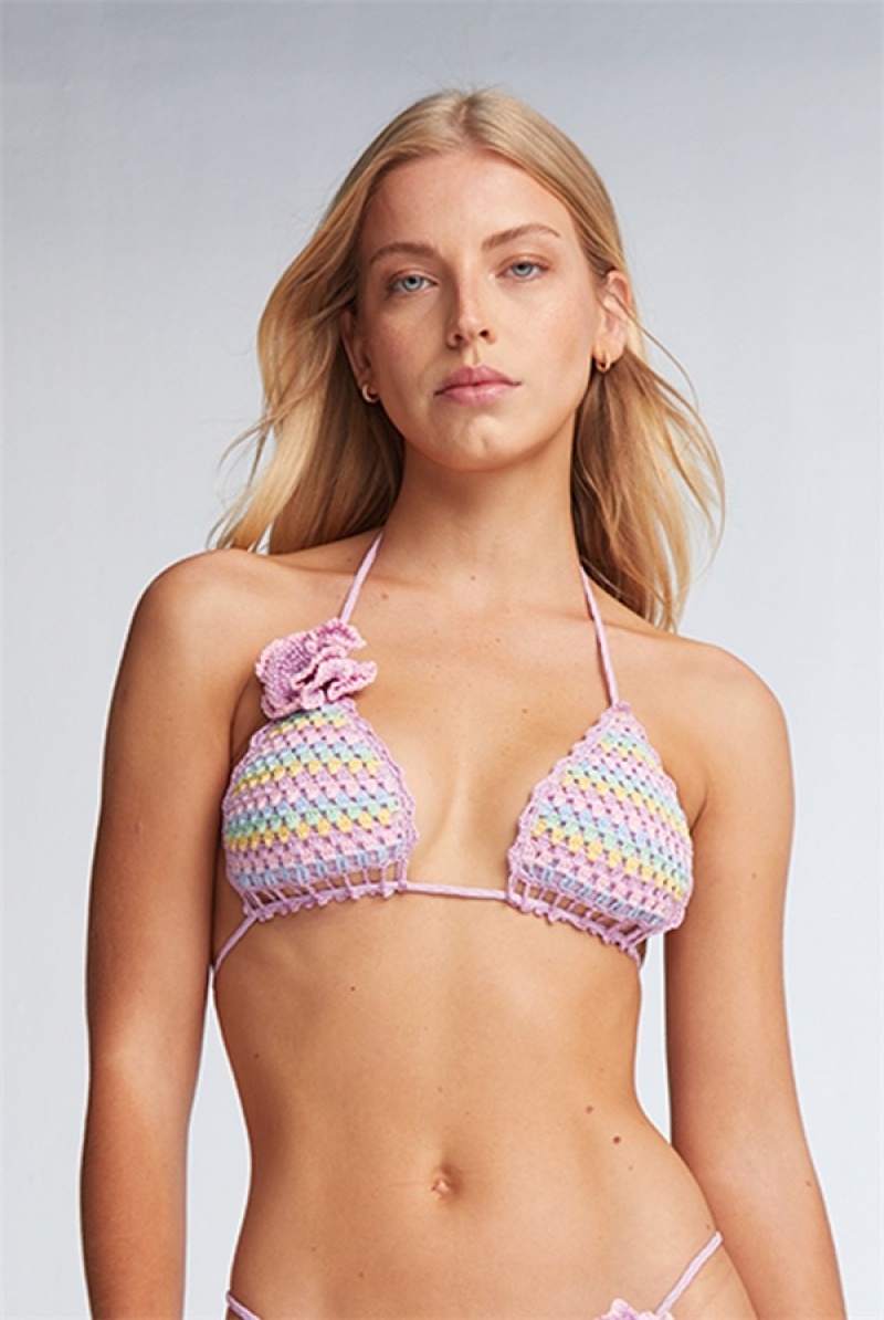 Lilac Crochet Juicy Couture Capittana Beatriz Bikini Top | JC-SN651849