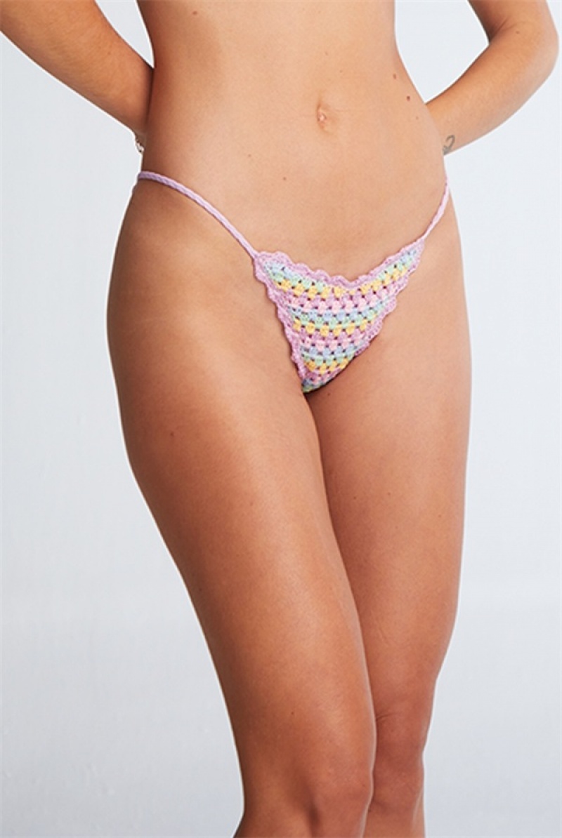 Lilac Crochet Juicy Couture Capittana Beatriz Bikini Bottom | JC-SN651874