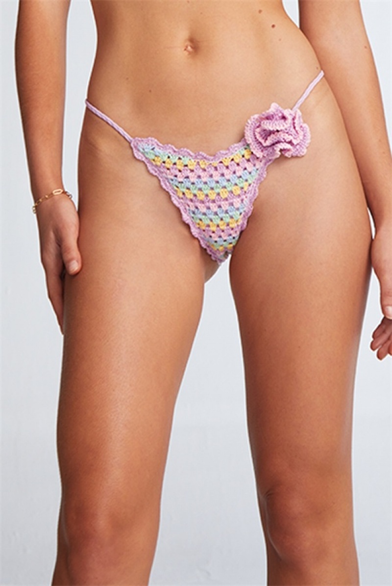 Lilac Crochet Juicy Couture Capittana Beatriz Bikini Bottom | JC-SN651874