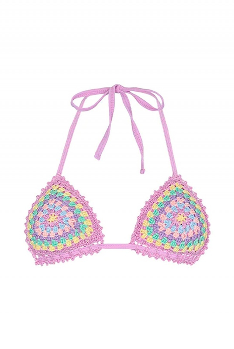 Lilac Crochet Juicy Couture Capittana Cuba Bikini Top | JC-SN651850