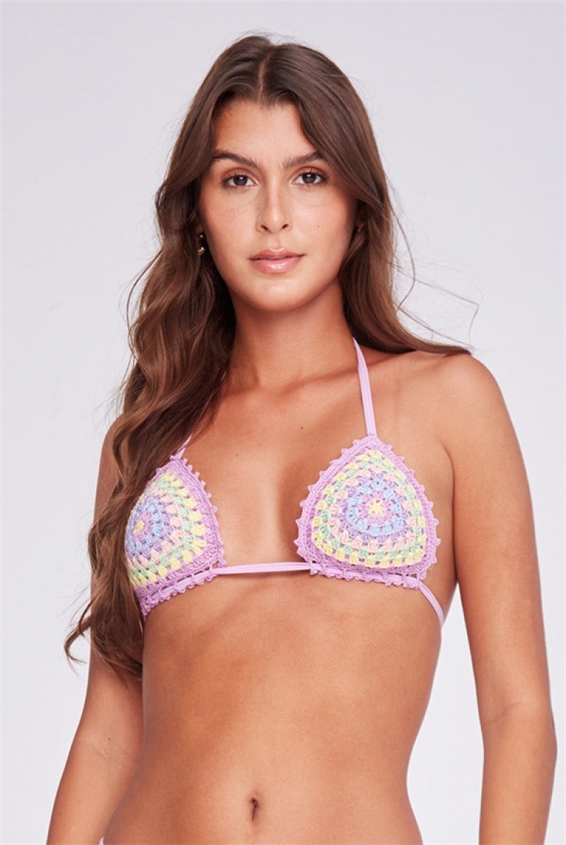 Lilac Crochet Juicy Couture Capittana Cuba Bikini Top | JC-SN651850