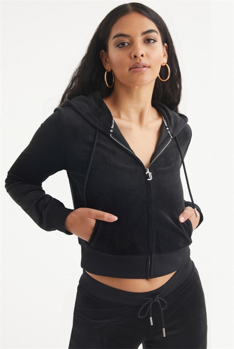 Liquorice Juicy Couture Aquarius Big Bling Velour Hoodie | JC-SN651664