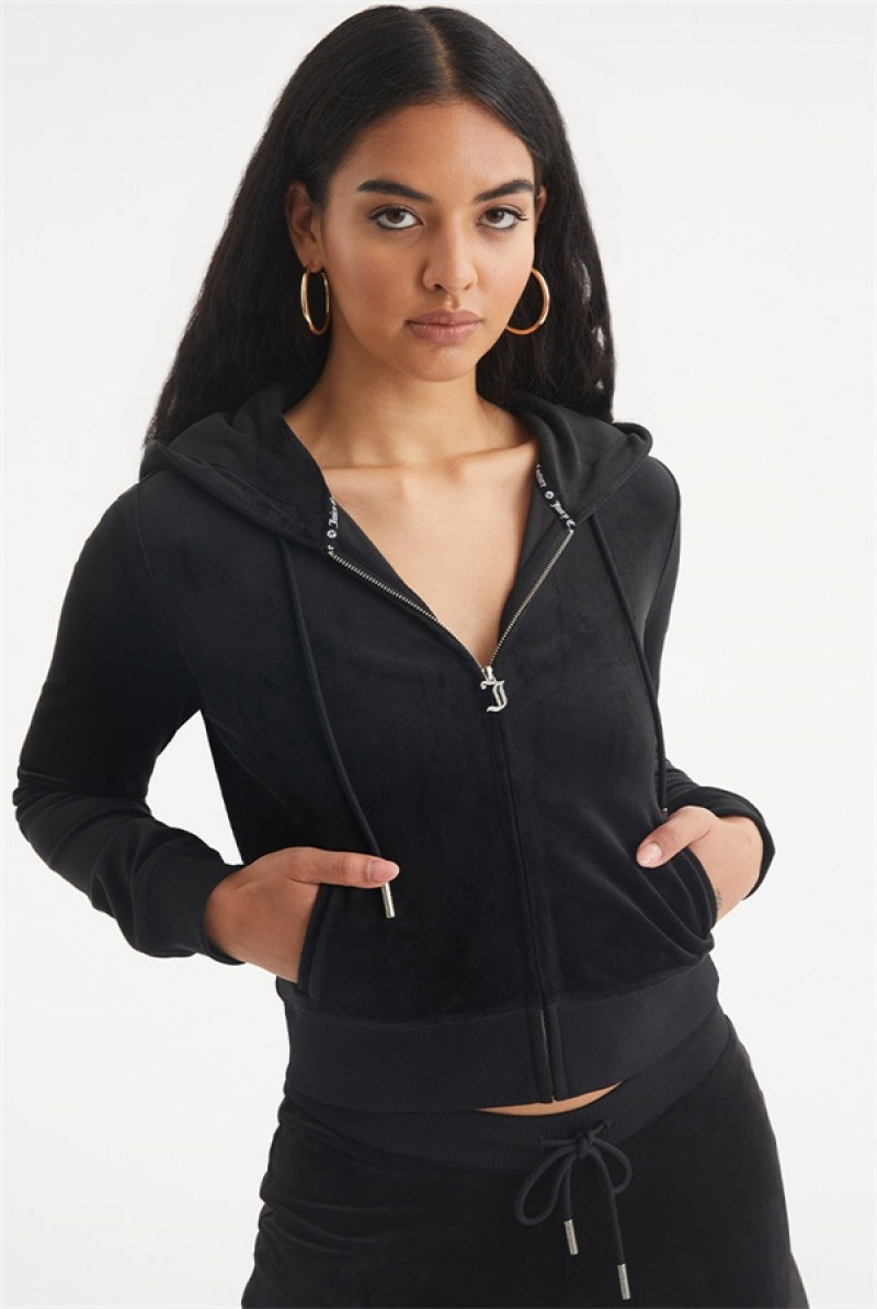 Liquorice Juicy Couture Aquarius Big Bling Velour Hoodie | JC-SN651664