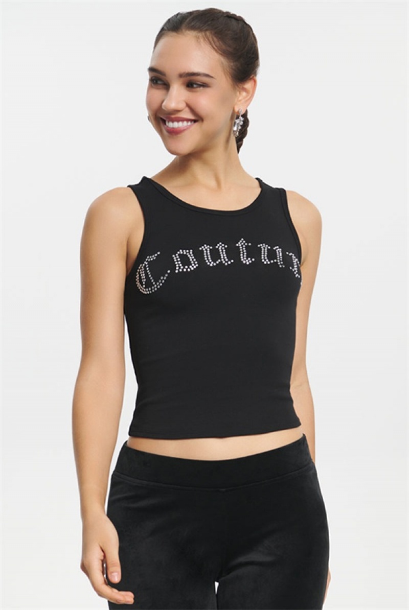 Liquorice Juicy Couture Big Bling Couture Tank Top | JC-SN651645