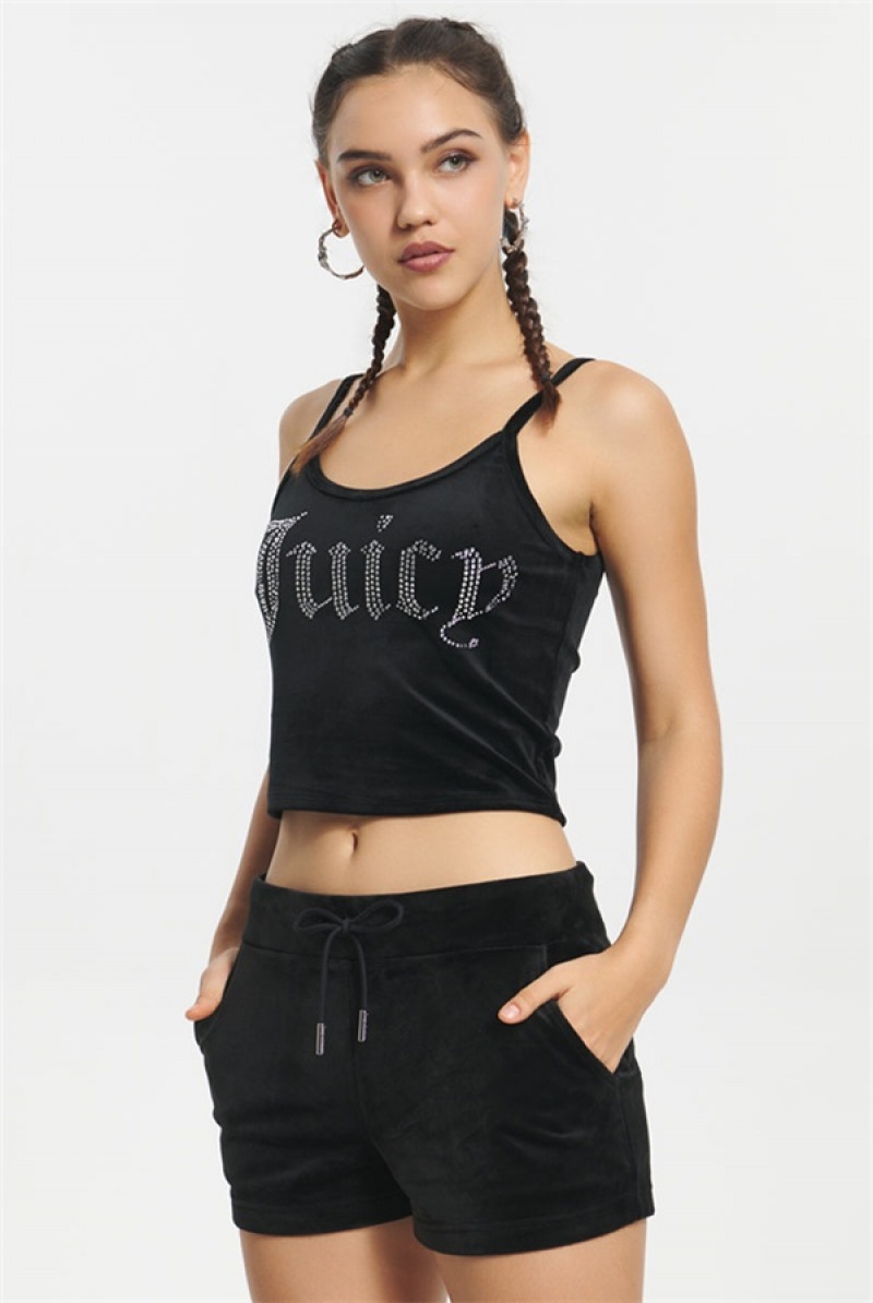 Liquorice Juicy Couture Big Bling Velour Tank Top | JC-SN651642