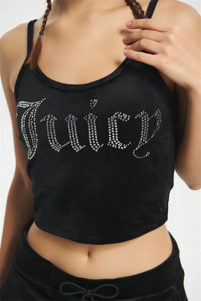 Liquorice Juicy Couture Big Bling Velour Tank Top | JC-SN651642