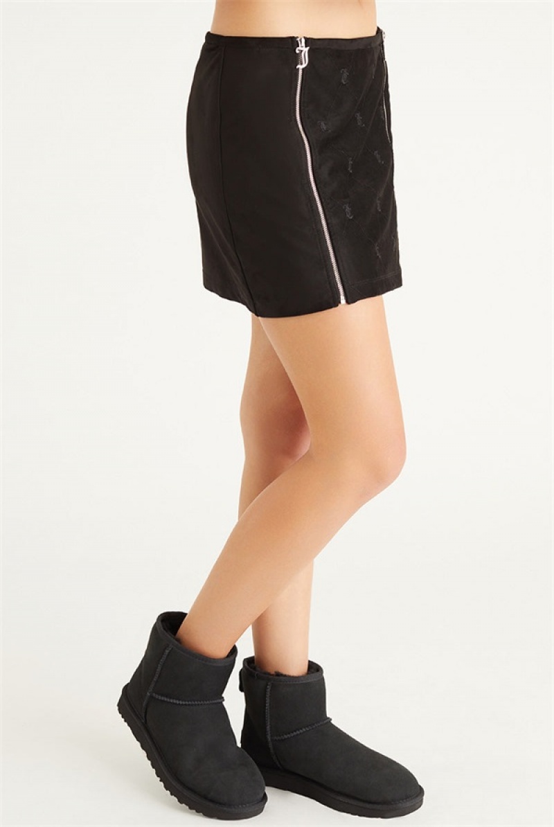 Liquorice Juicy Couture Faux Suede Double Zip Skirt | JC-SN651831