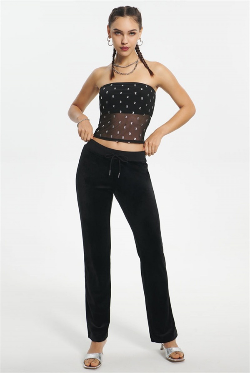 Liquorice Juicy Couture Metallic Monogram Mesh Tube Top | JC-SN651627