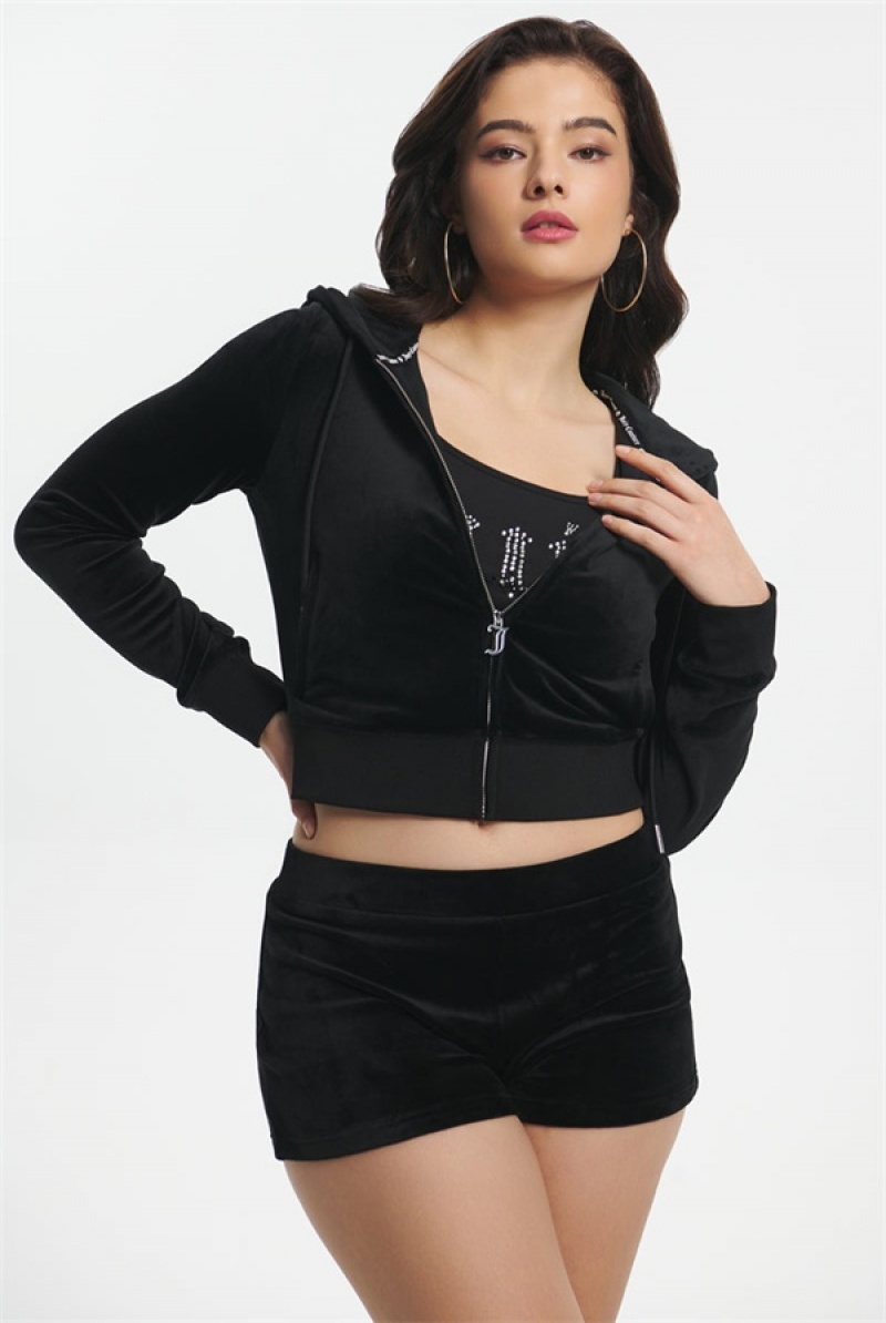 Liquorice Juicy Couture Ombre Big Bling Velour Hoodie | JC-SN651571