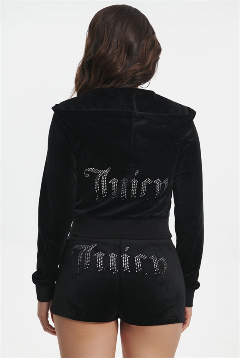 Liquorice Juicy Couture Ombre Big Bling Velour Hoodie | JC-SN651571