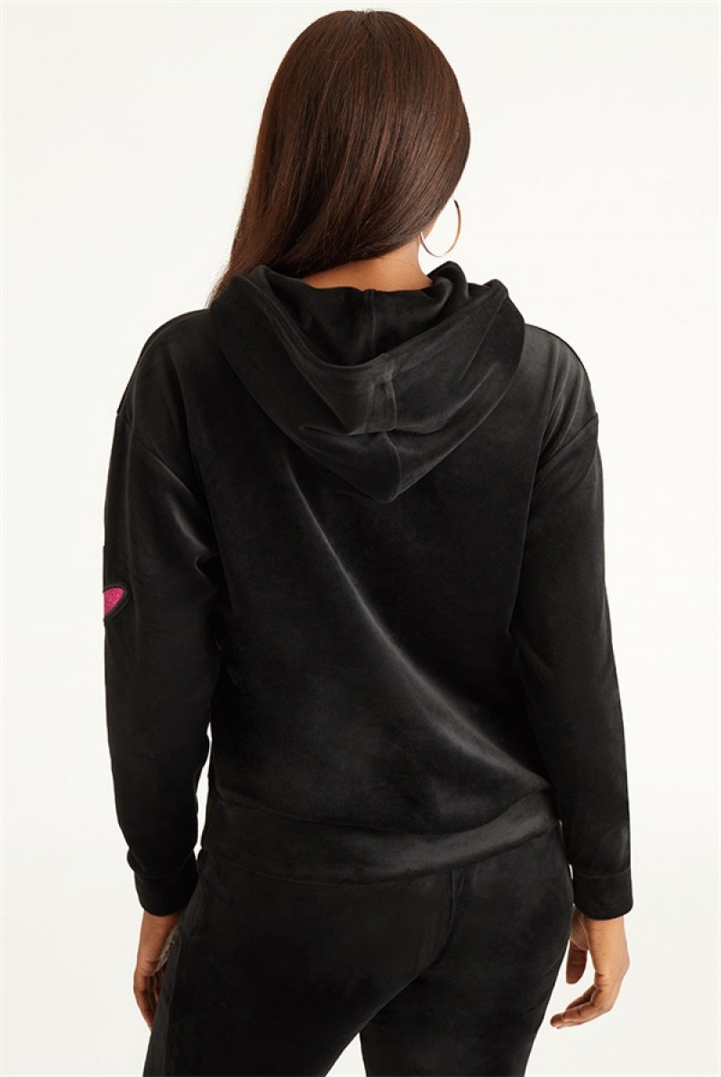 Liquorice Juicy Couture Oversized Patch Hoodie | JC-SN651696