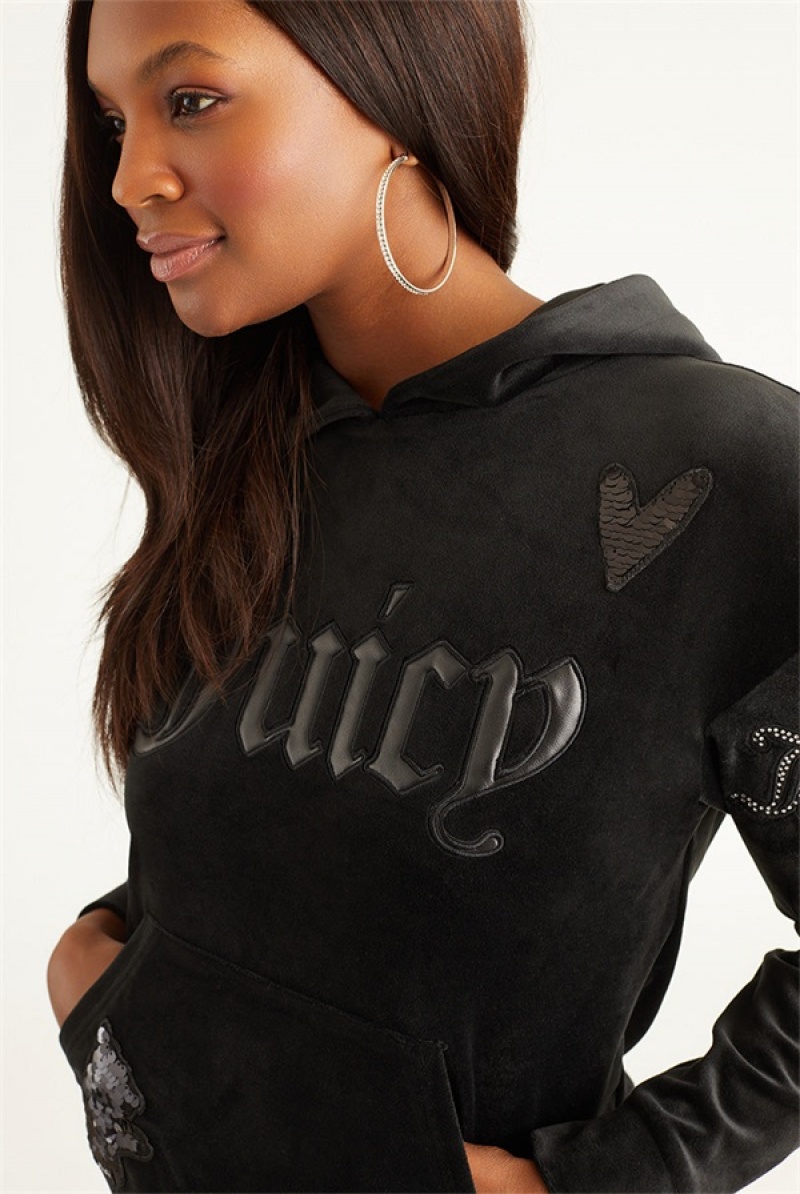 Liquorice Juicy Couture Oversized Patch Hoodie | JC-SN651696