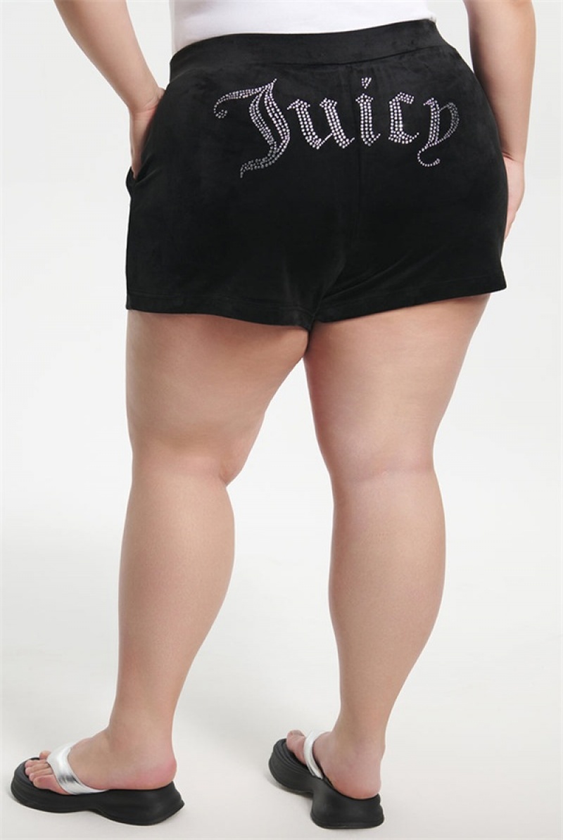 Liquorice Juicy Couture Plus-size Big Bling Velour Shorts | JC-SN651823