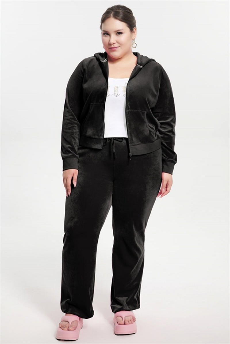 Liquorice Juicy Couture Plus-size Classic Cotton Velour Hoodie | JC-SN651586