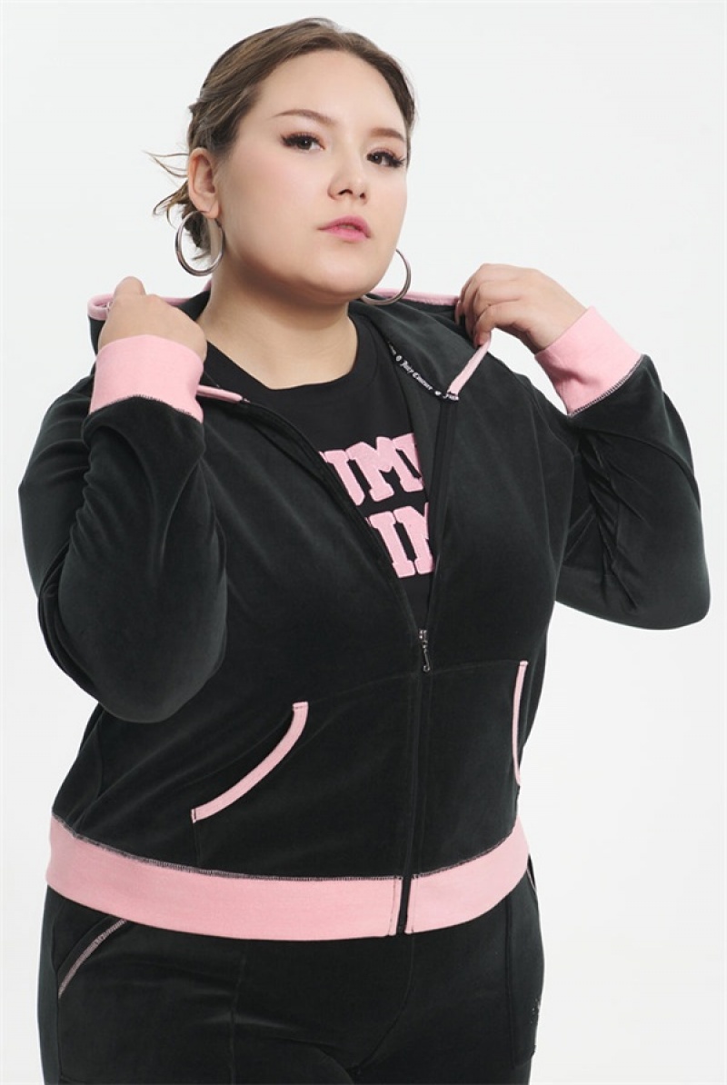 Liquorice Juicy Couture Plus-size Sweetheart Cotton Velour Hoodie | JC-SN651581