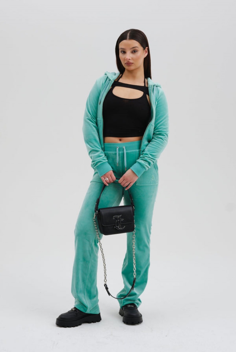 Marine Green Juicy Couture Classic Velour Del Ray Pocketed Bottoms | JC-SN652122