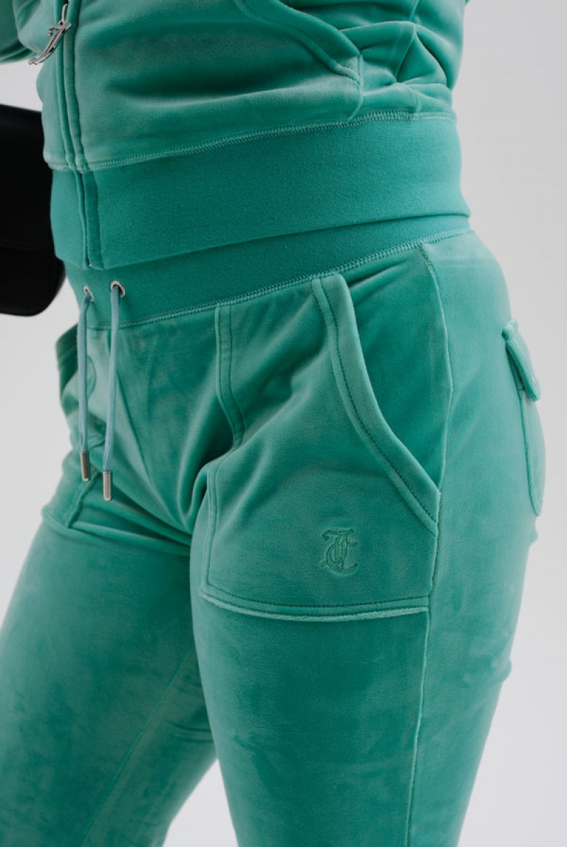 Marine Green Juicy Couture Classic Velour Del Ray Pocketed Bottoms | JC-SN652122