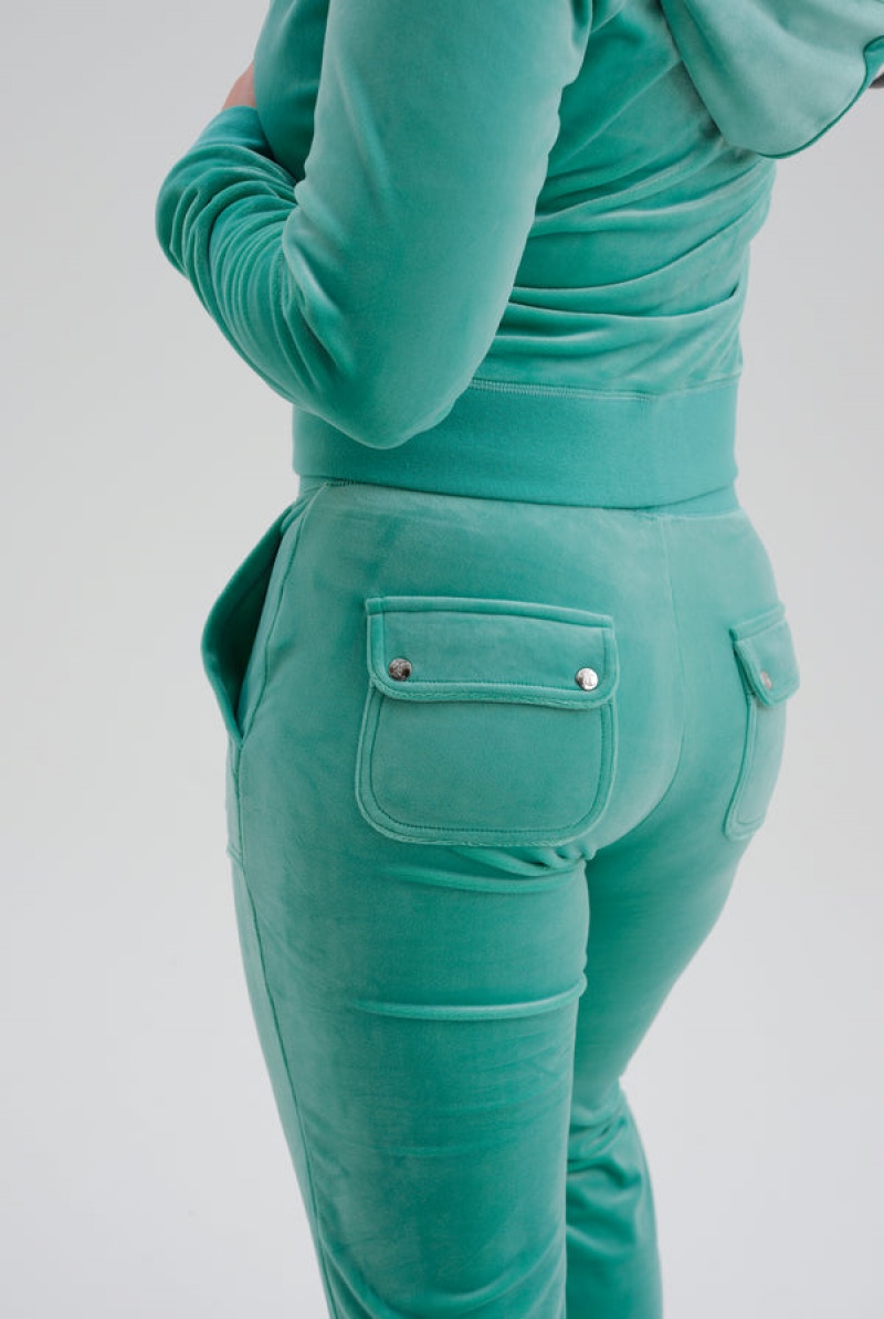 Marine Green Juicy Couture Classic Velour Del Ray Pocketed Bottoms | JC-SN652122