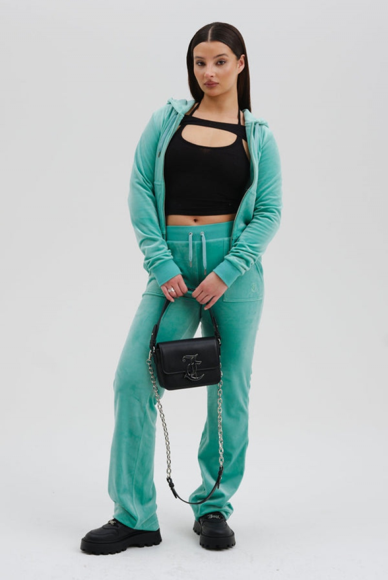 Marine Green Juicy Couture Classic Velour Robertson Hoodie | JC-SN652123