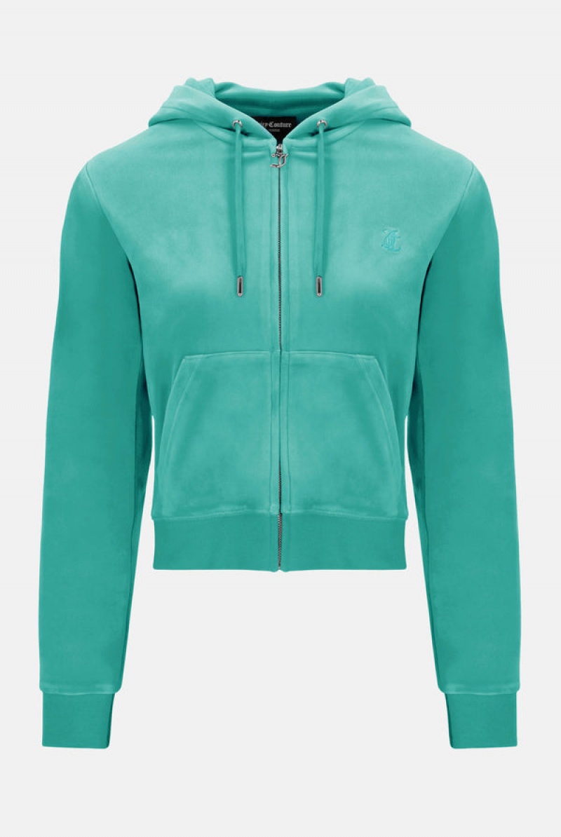 Marine Green Juicy Couture Classic Velour Robertson Hoodie | JC-SN652123