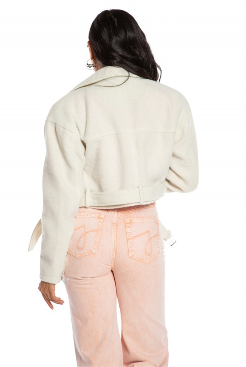 Marshmallow Juicy Couture Mohair Cropped Moto Jacket | JC-SN651668