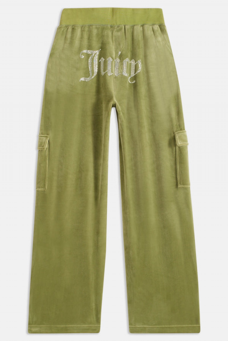 Mosstone Juicy Couture Cargo Velour Diamante Trouser | JC-SN651987