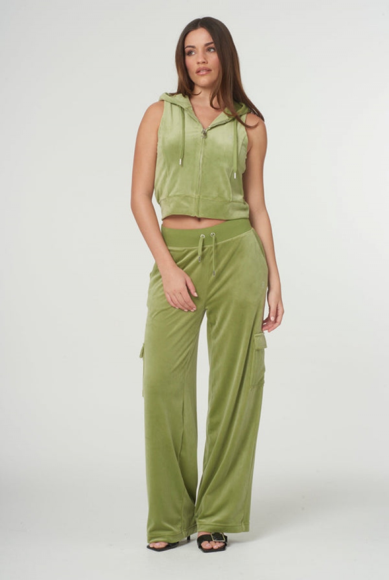 Mosstone Juicy Couture Cargo Velour Diamante Trouser | JC-SN651987