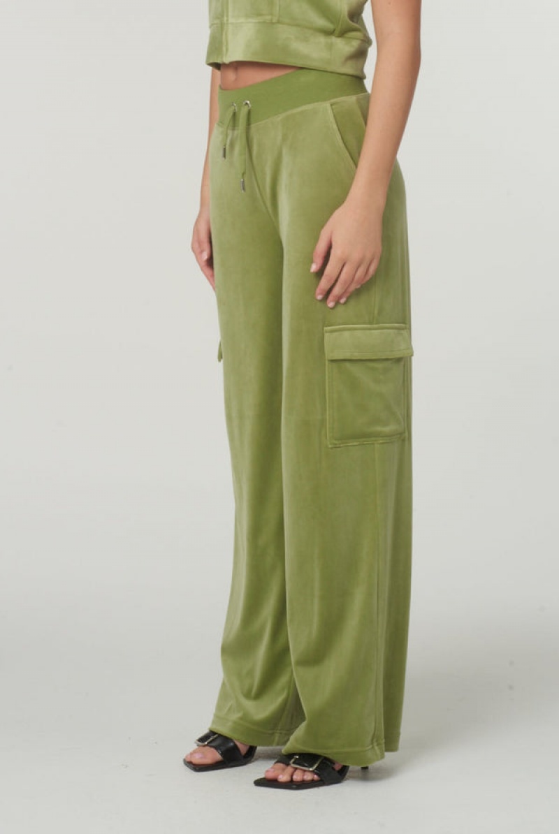 Mosstone Juicy Couture Cargo Velour Diamante Trouser | JC-SN651987