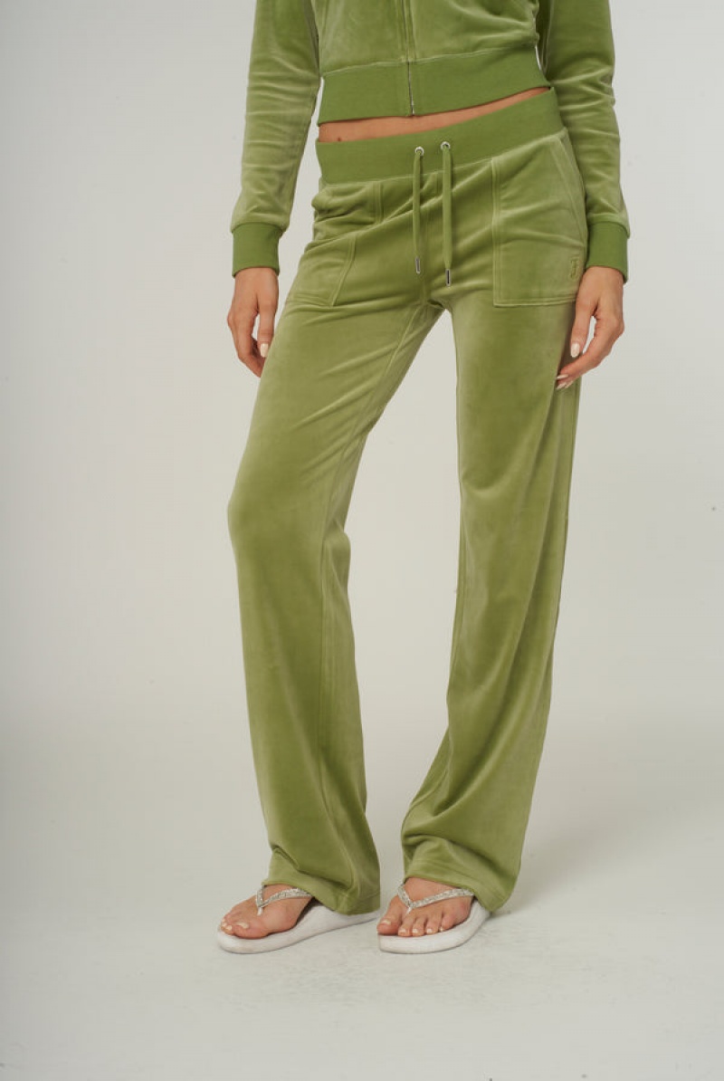 Mosstone Juicy Couture Classic Velour Del Ray Pocketed Bottoms | JC-SN651989