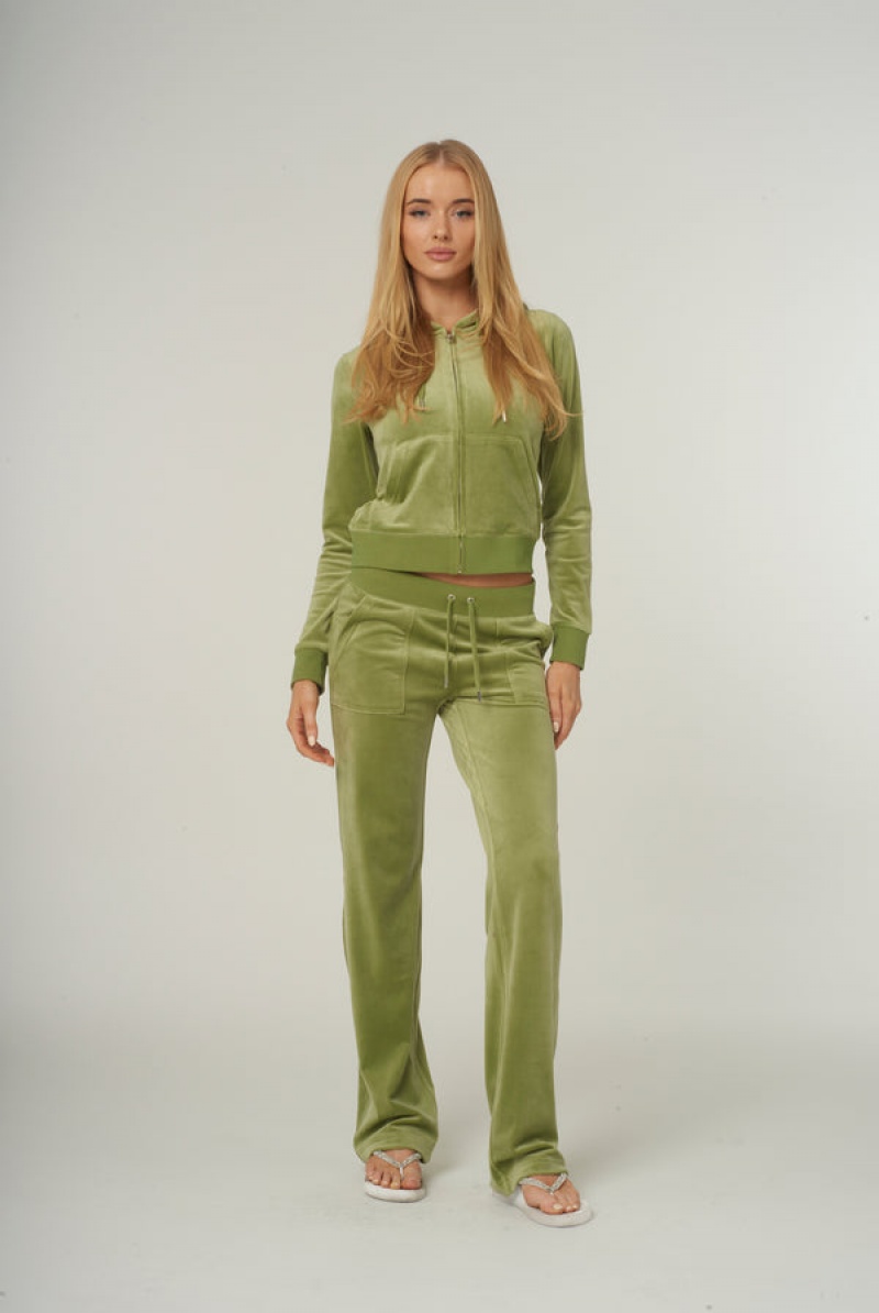 Mosstone Juicy Couture Classic Velour Del Ray Pocketed Bottoms | JC-SN651989