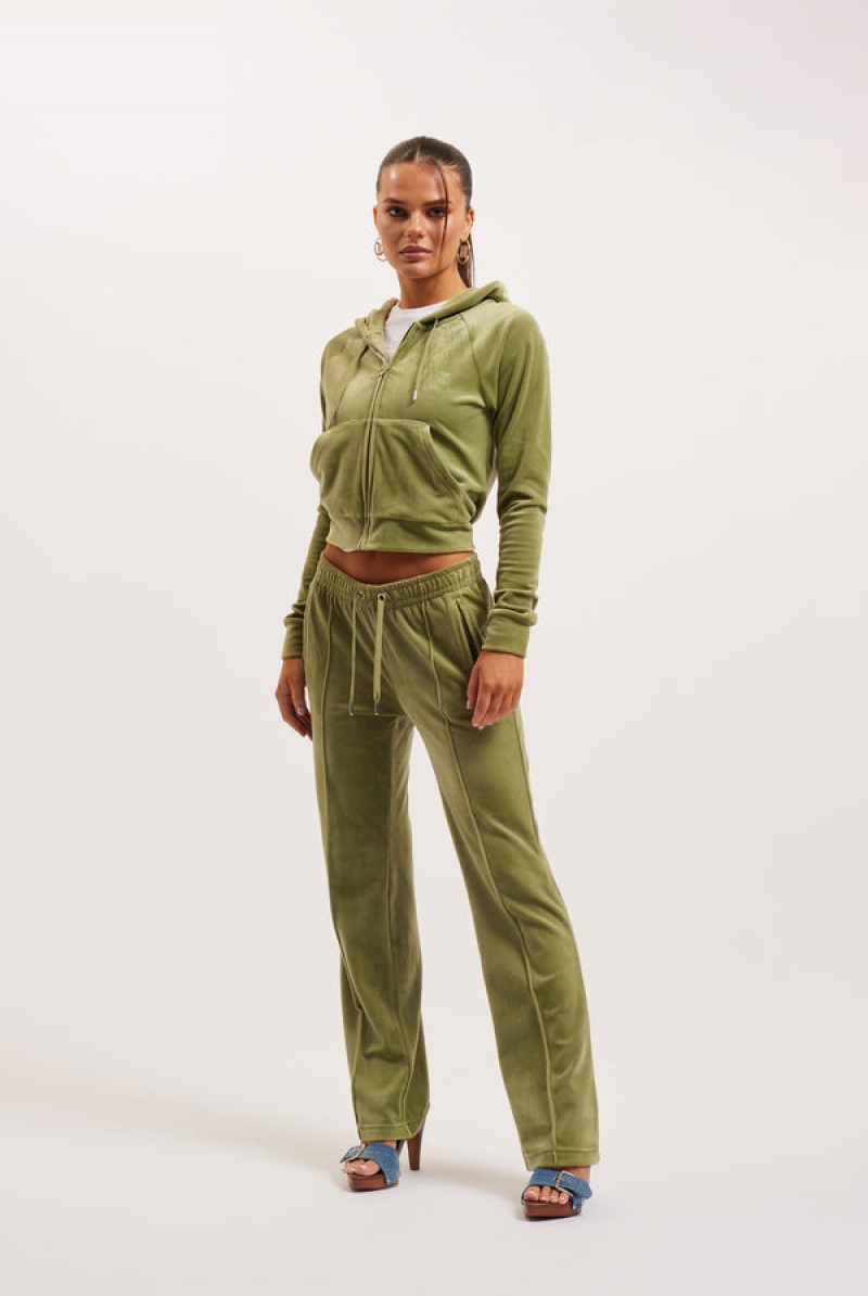 Mosstone Juicy Couture Velour Diamante Tracksuit Bottom | JC-SN651983